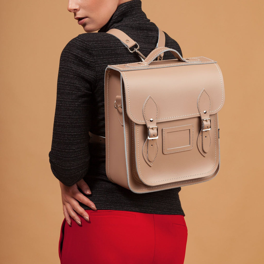 Handmade Leather City Backpack in Iced Coffee