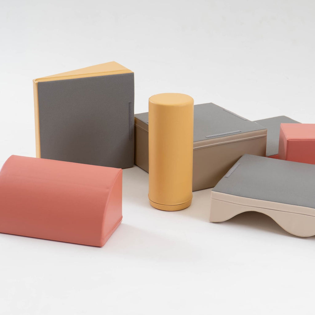 elegant pastel pink iglu foam blocks arranged artfully for a refined nursery