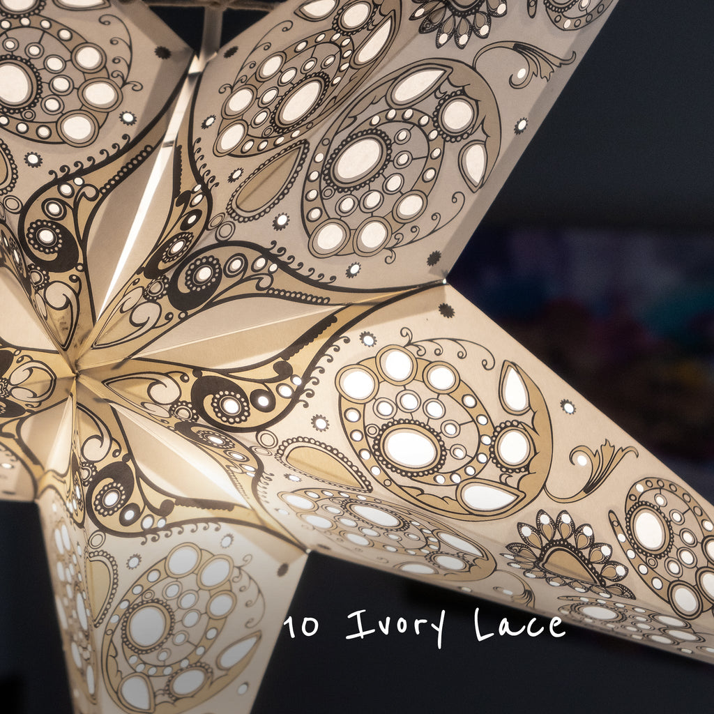 White Wedding Star Lanterns Multi Pack 40 Pieces
