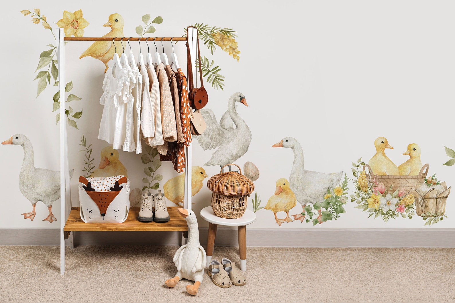 Goose Wall Decals | Watercolor Geese Wall Stickers | Farm Animals Decals | Kids Room Decor