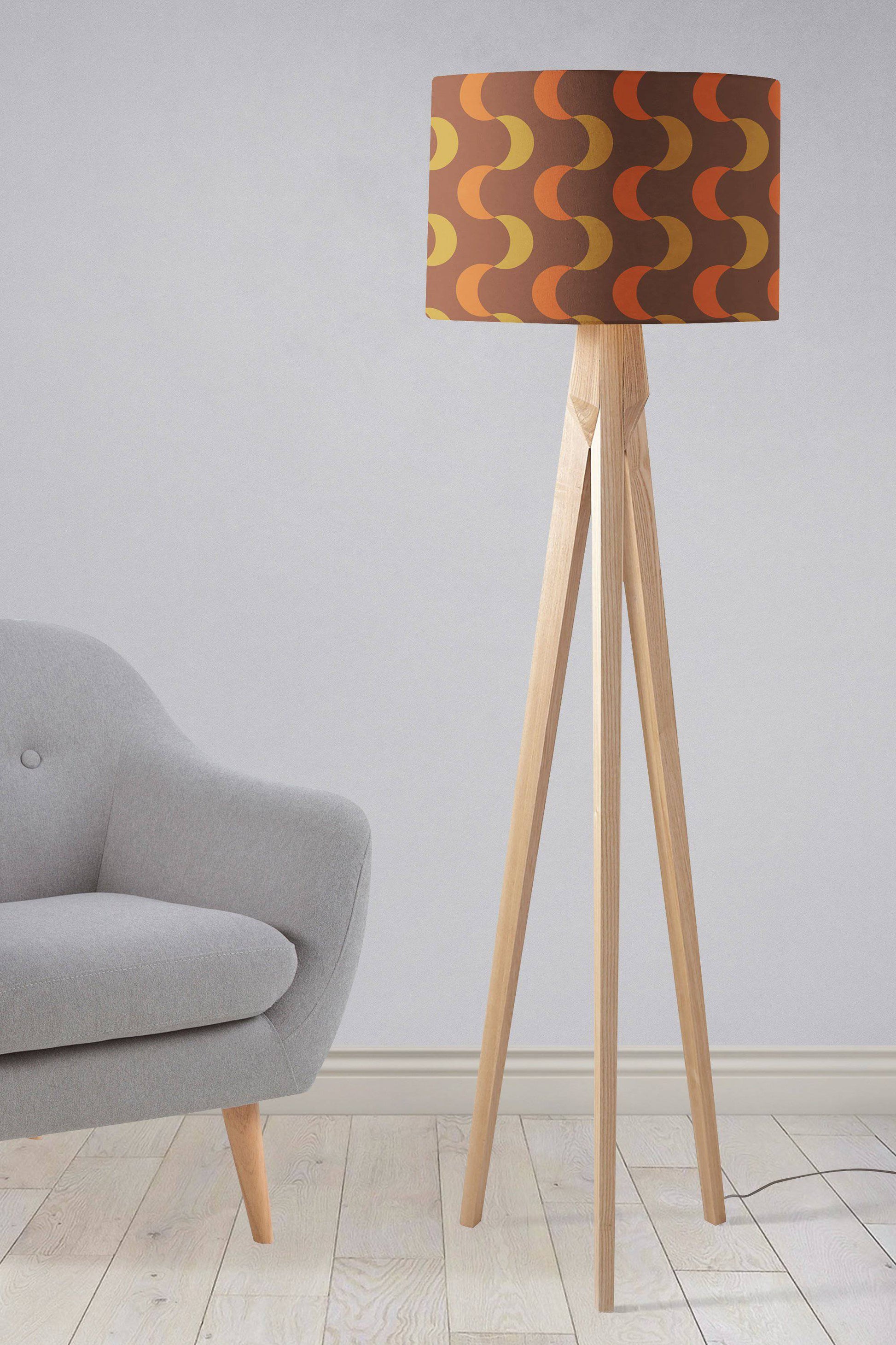 Brown and Orange Retro 1970s Lampshade for Ceiling or Table Lamps