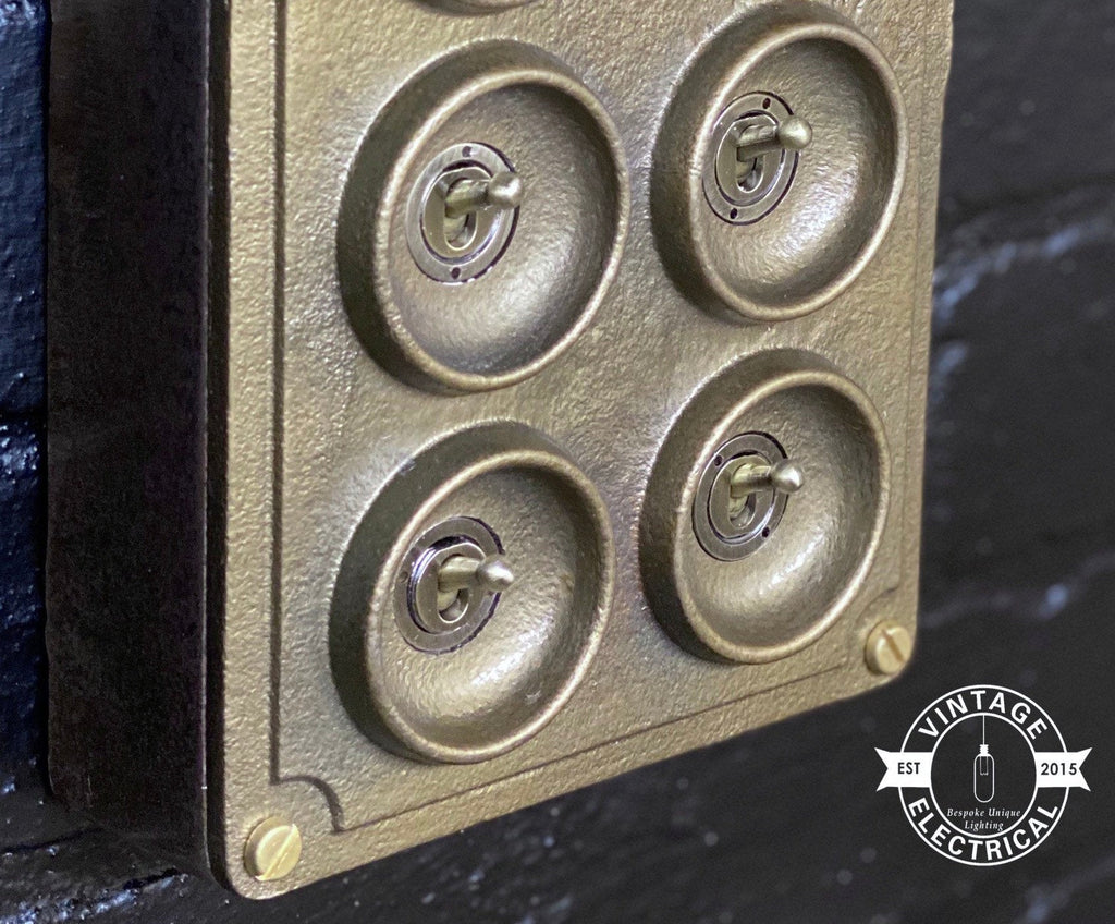 8 Gang 2 Way Bronze Cast Metal Light Switch Vintage Industrial Style