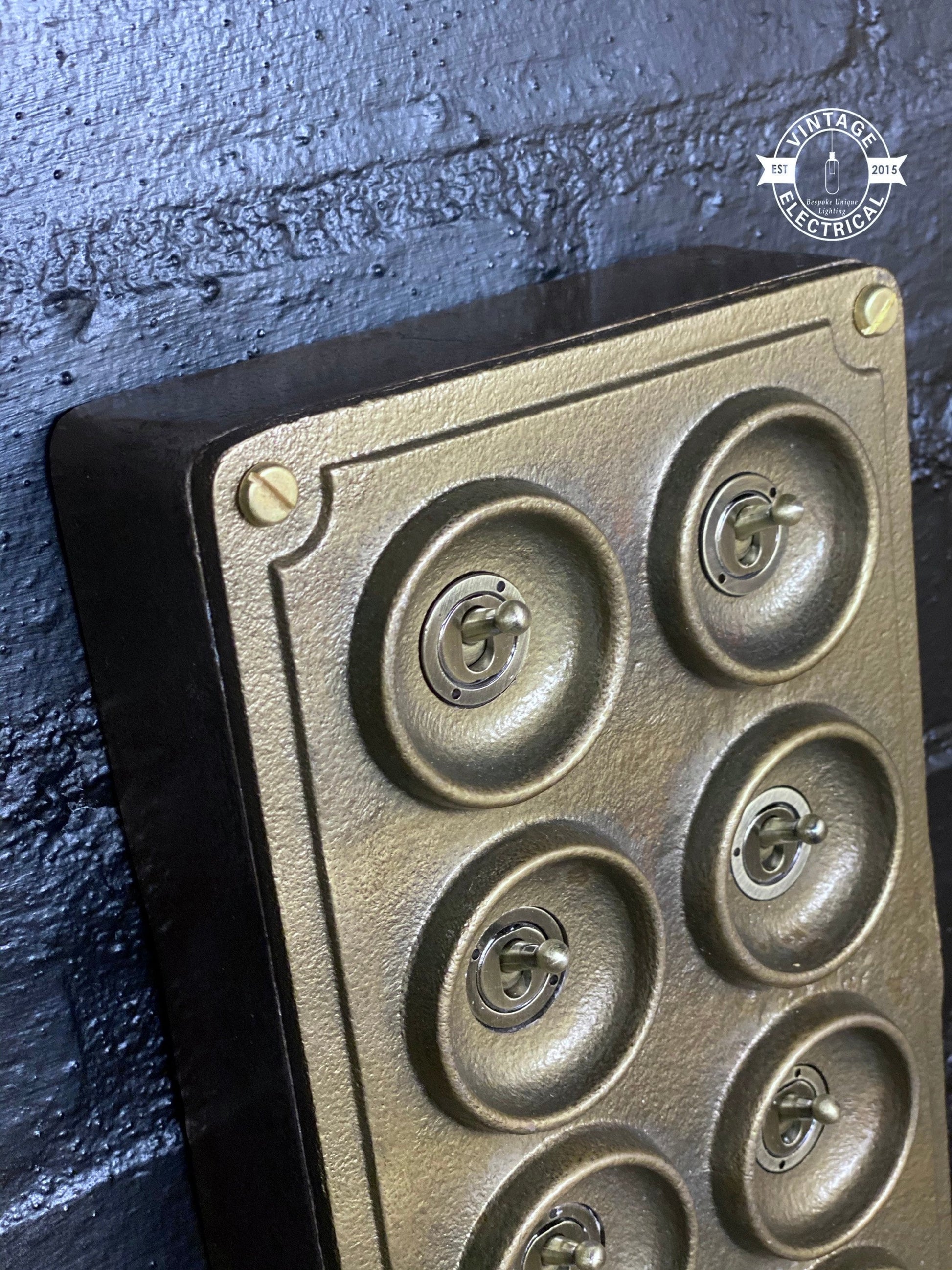 8 Gang 2 Way Bronze Cast Metal Light Switch Vintage Industrial Style