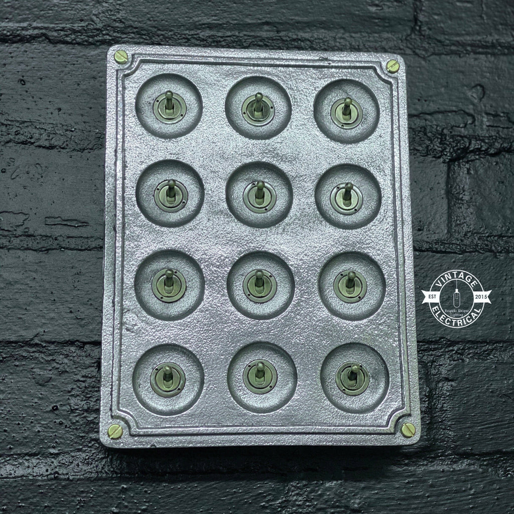 12 Gang 2 Way Vintage Industrial Cast Metal Light Switch