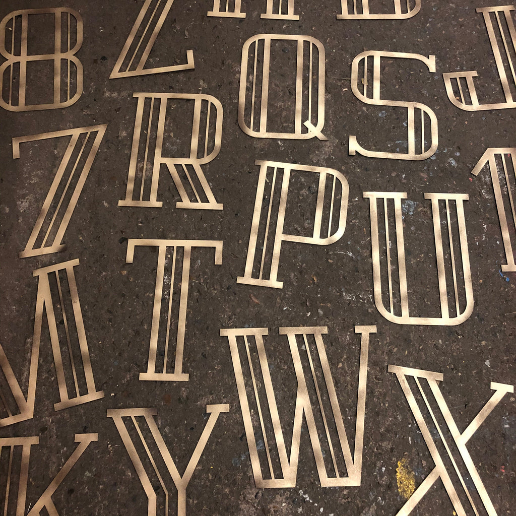 Gold Distressed Art Deco Metal Letters and Numbers 5 inch or 12 inch