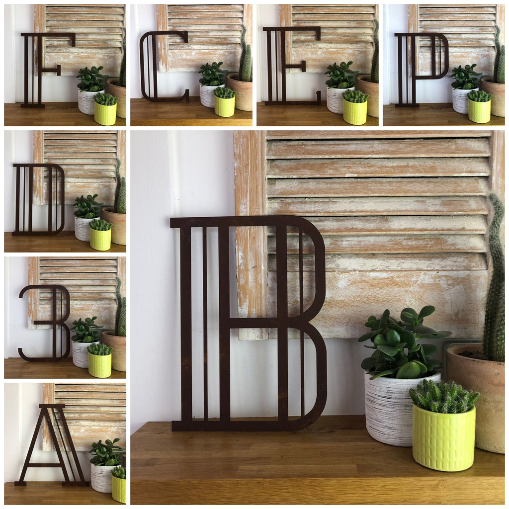 Rusty Metal Art Deco Lettering A-Z 0-9 in 5 inch or 12 inch