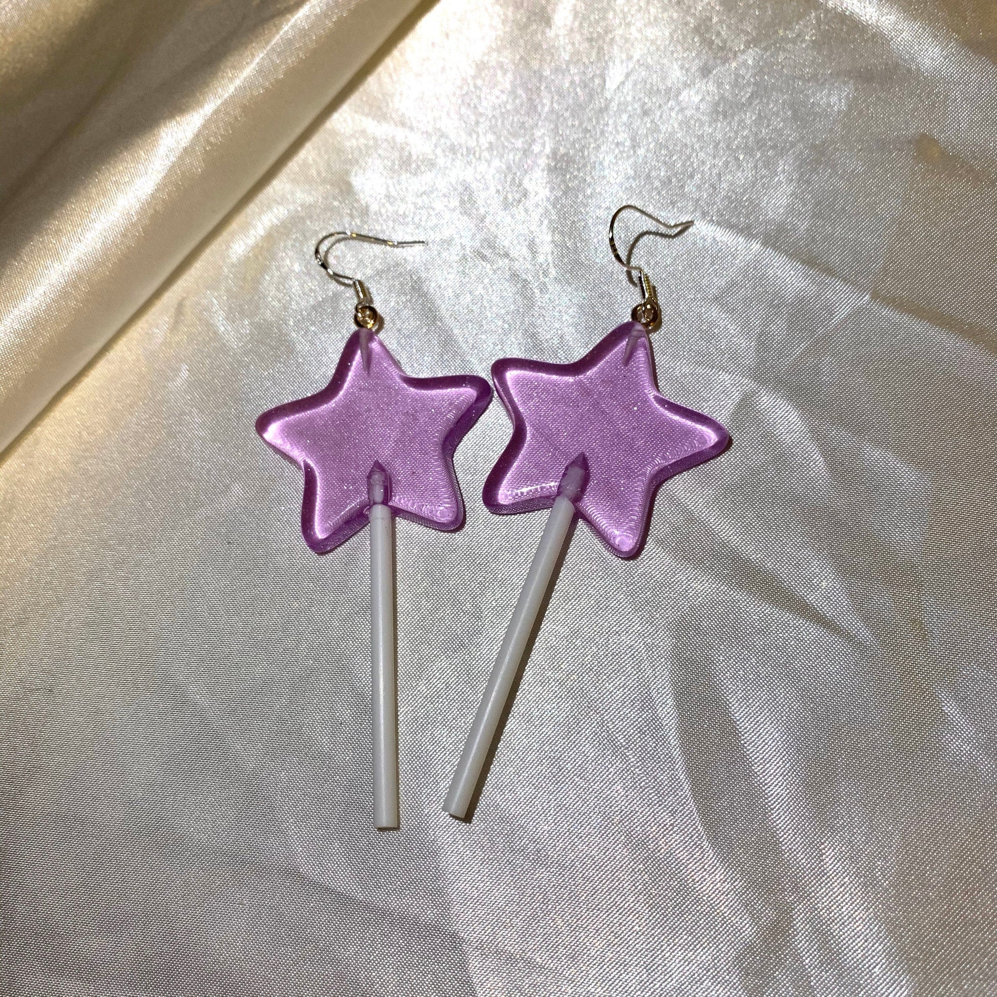 Colourful large Star Wand lollipop earrings