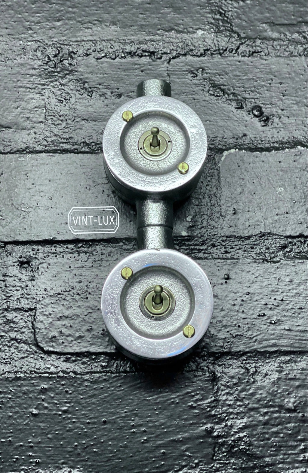 Double Gang 2 Way Industrial Vintage Cast Metal Light Switch