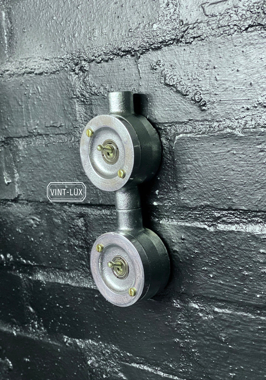 Double Gang 2 Way Industrial Vintage Cast Metal Light Switch