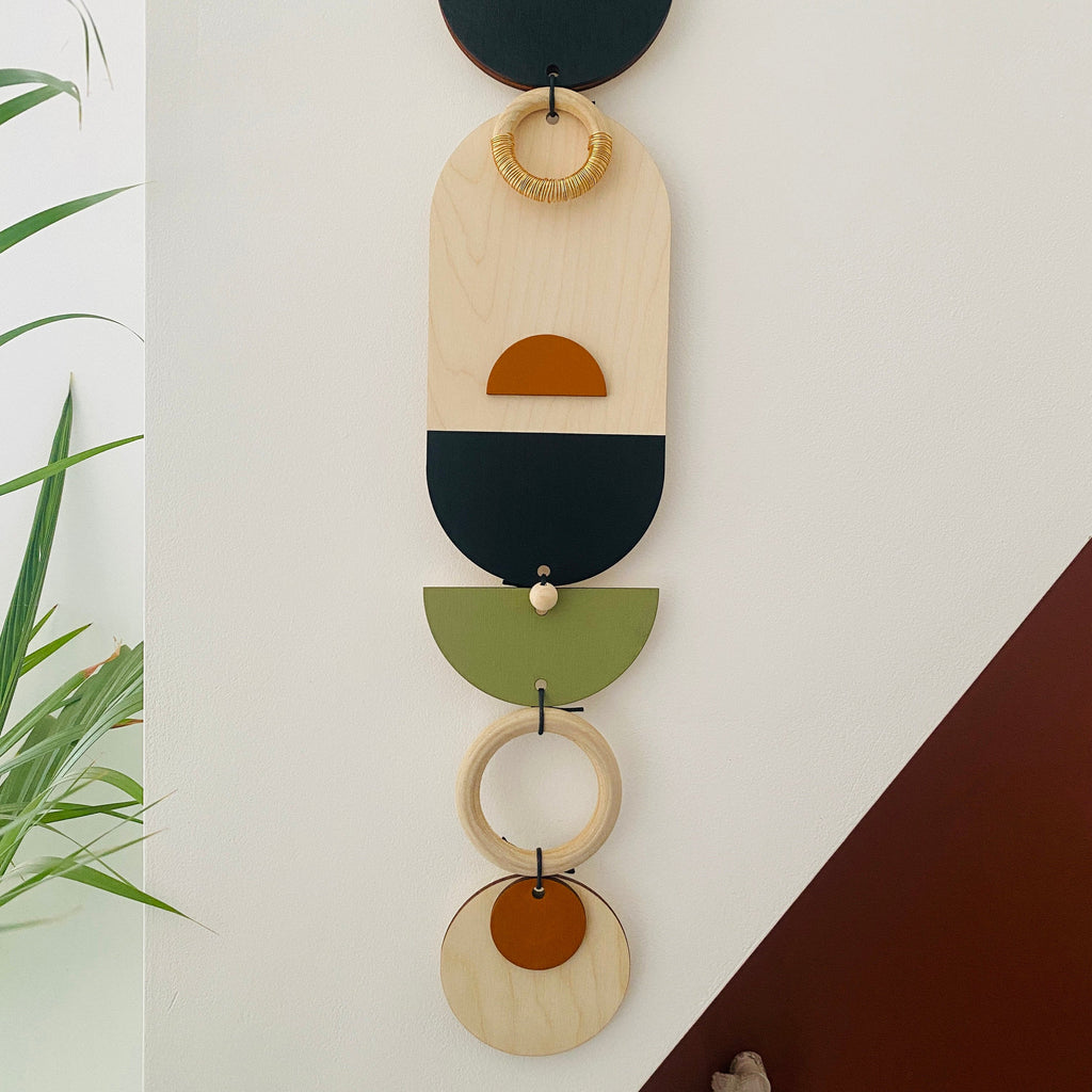 Modern Geometric Wall Art Handmade Wood Tapestry