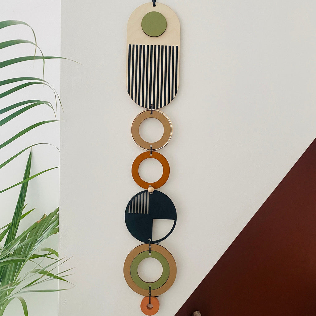 Modern Geometric Wall Art Hanging with Gold Metal Details
