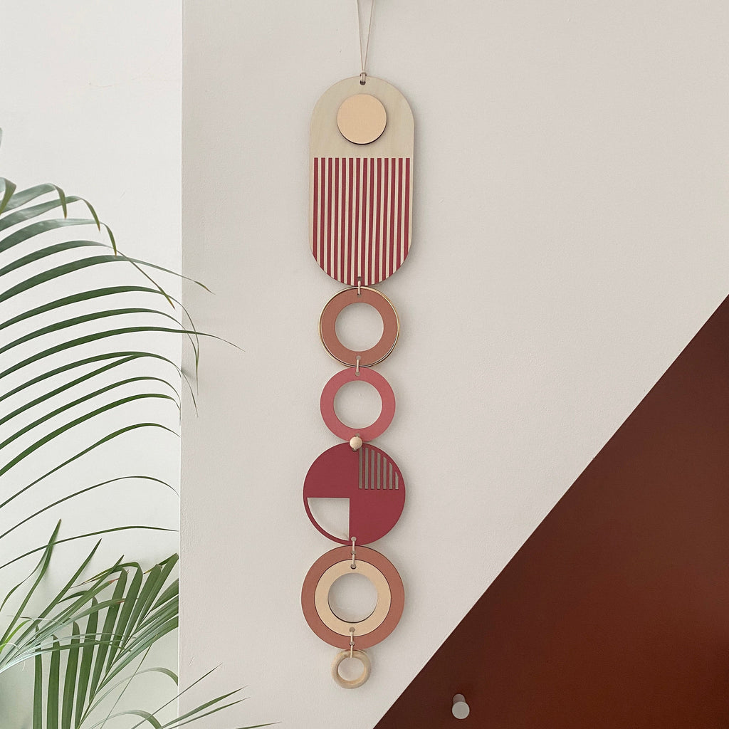 Pink and Gold Modern Wall Art Geometric Wooden Hanging