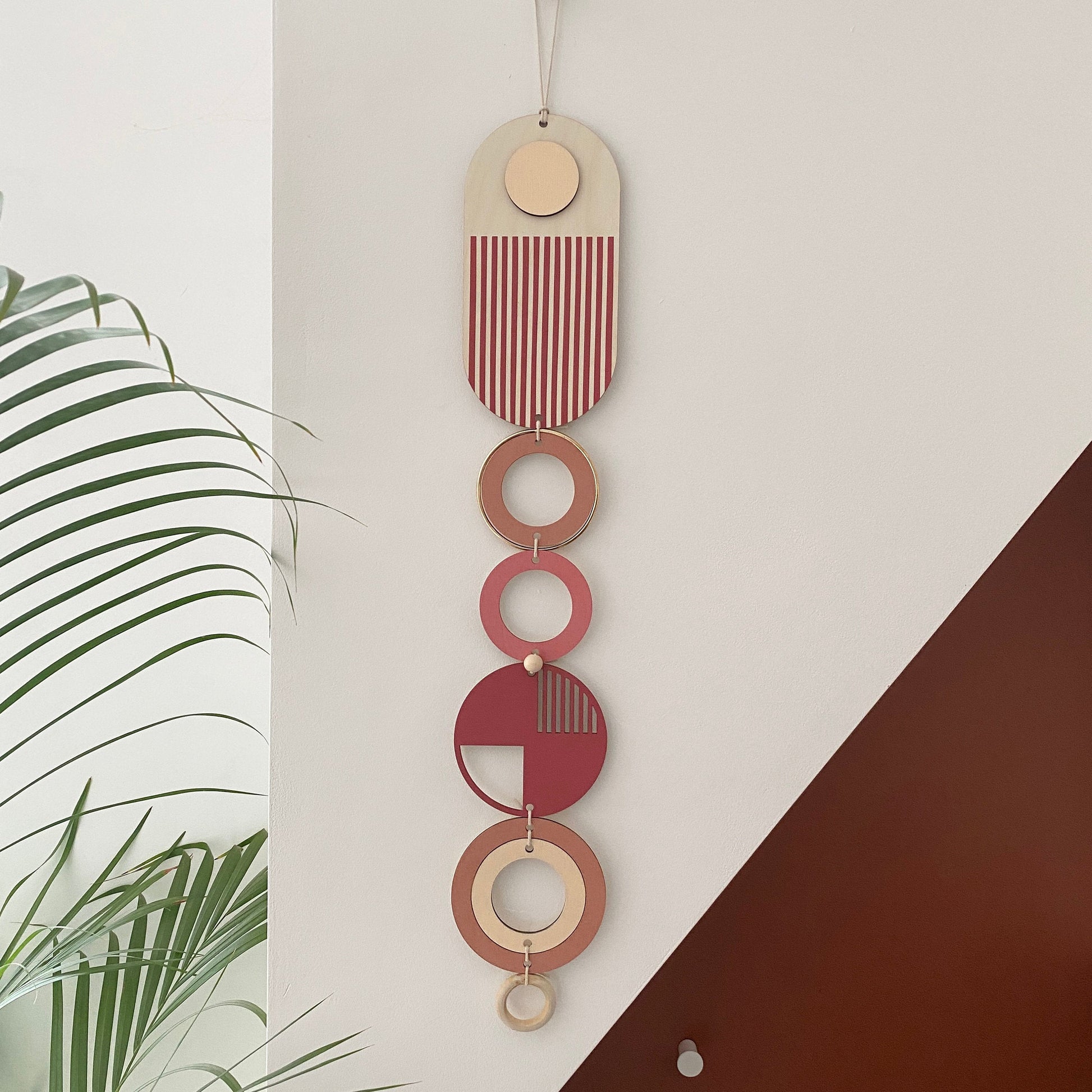 Pink and Gold Modern Wall Art Geometric Wooden Hanging