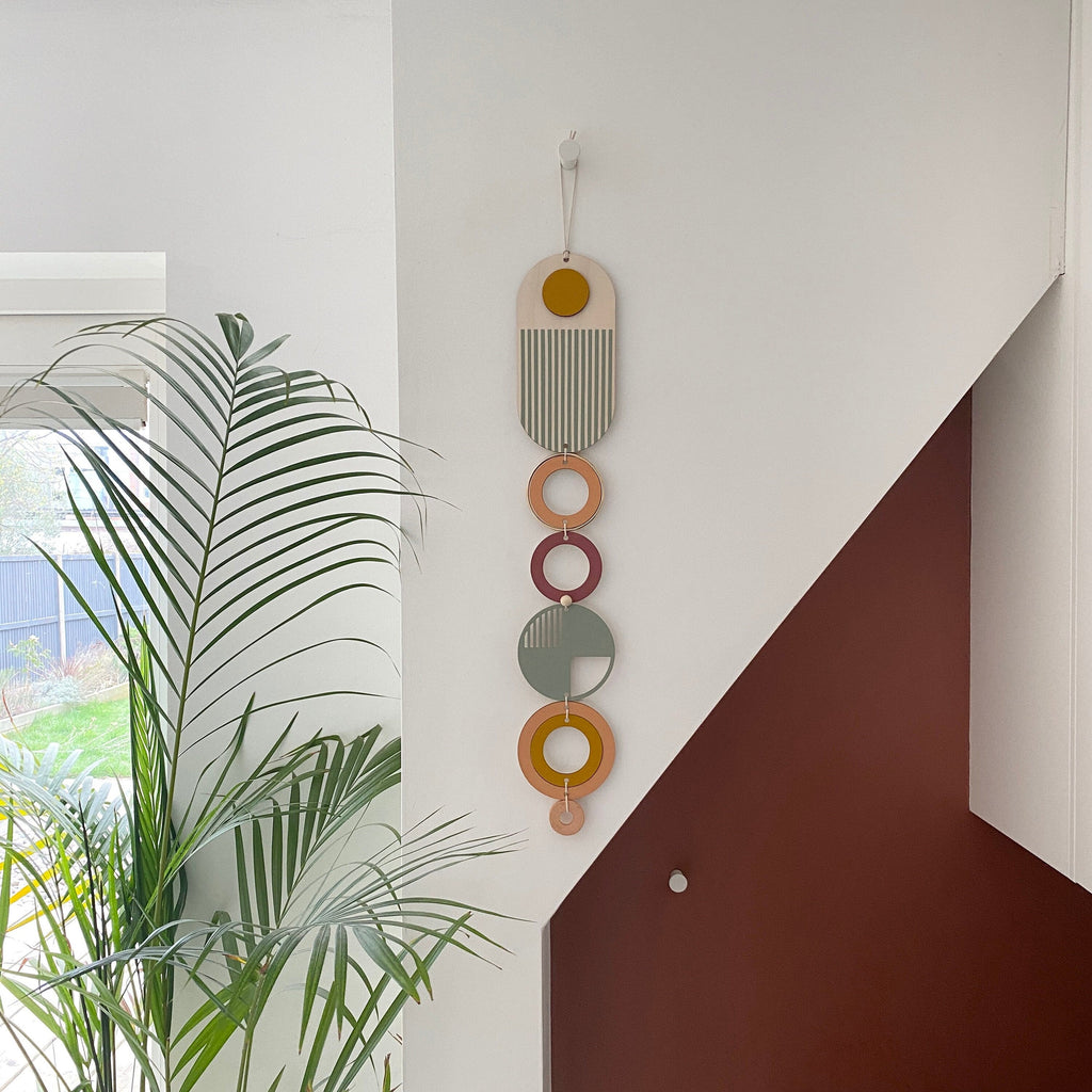 Muted Geometric Wall Art Modern Minimal Home Decor Slim Line Hanging