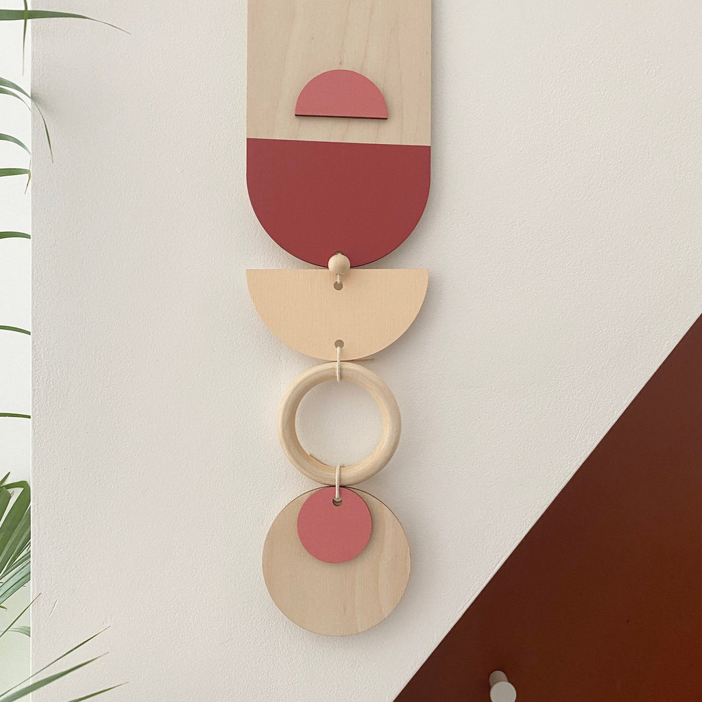 Pink and Gold Geometric Wall Art Handmade Modern Decor