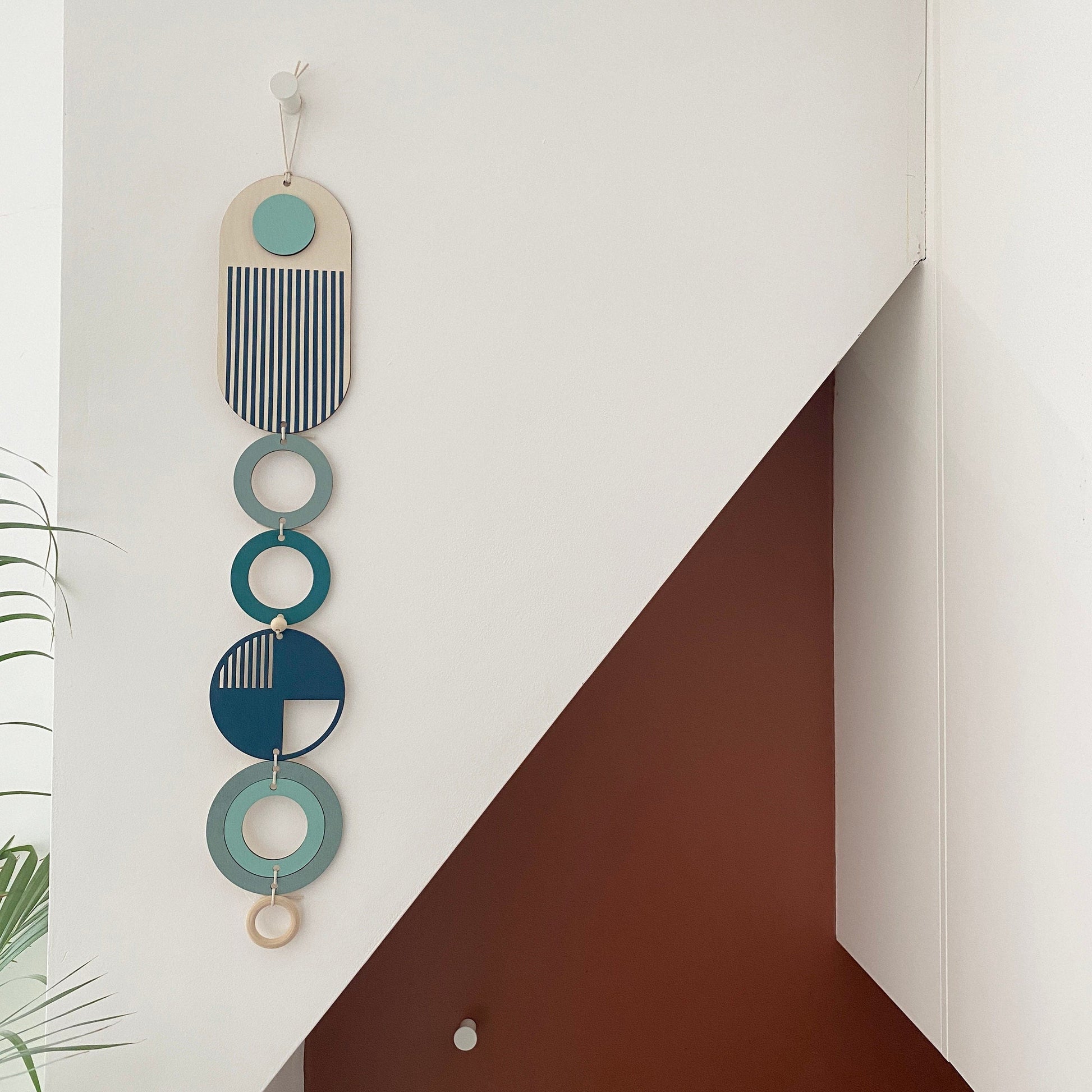 Blue Geometric Wall Art Handmade Modern Home Decor