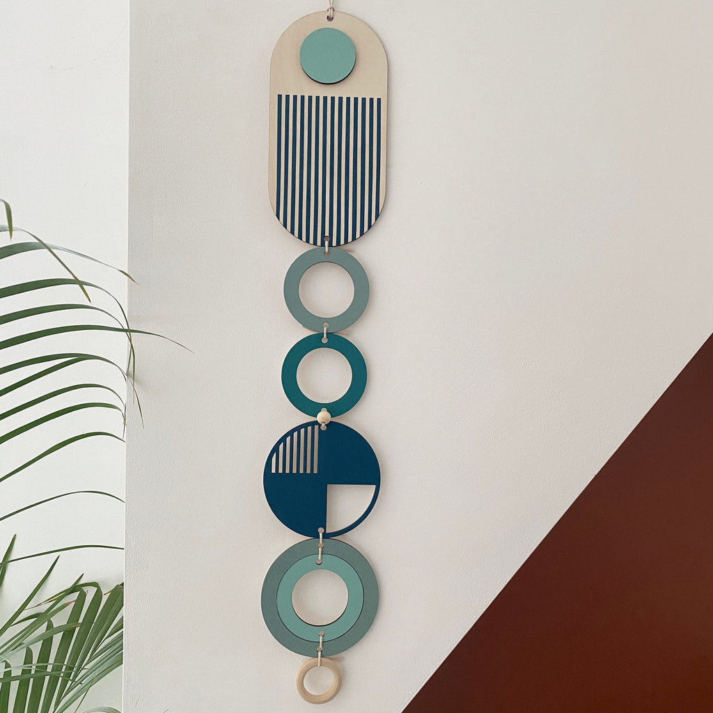 Blue Geometric Wall Art Handmade Modern Home Decor