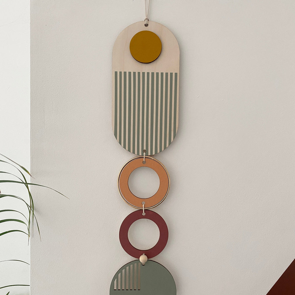 Muted Geometric Wall Art Modern Minimal Home Decor Slim Line Hanging