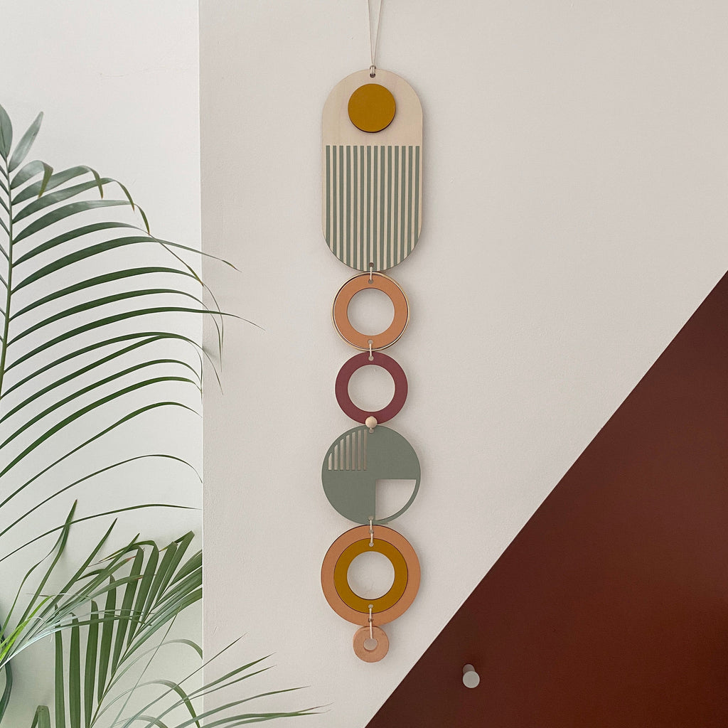 Muted Geometric Wall Art Modern Minimal Home Decor Slim Line Hanging