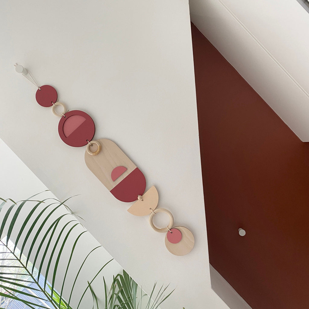Pink and Gold Geometric Wall Art Handmade Modern Decor