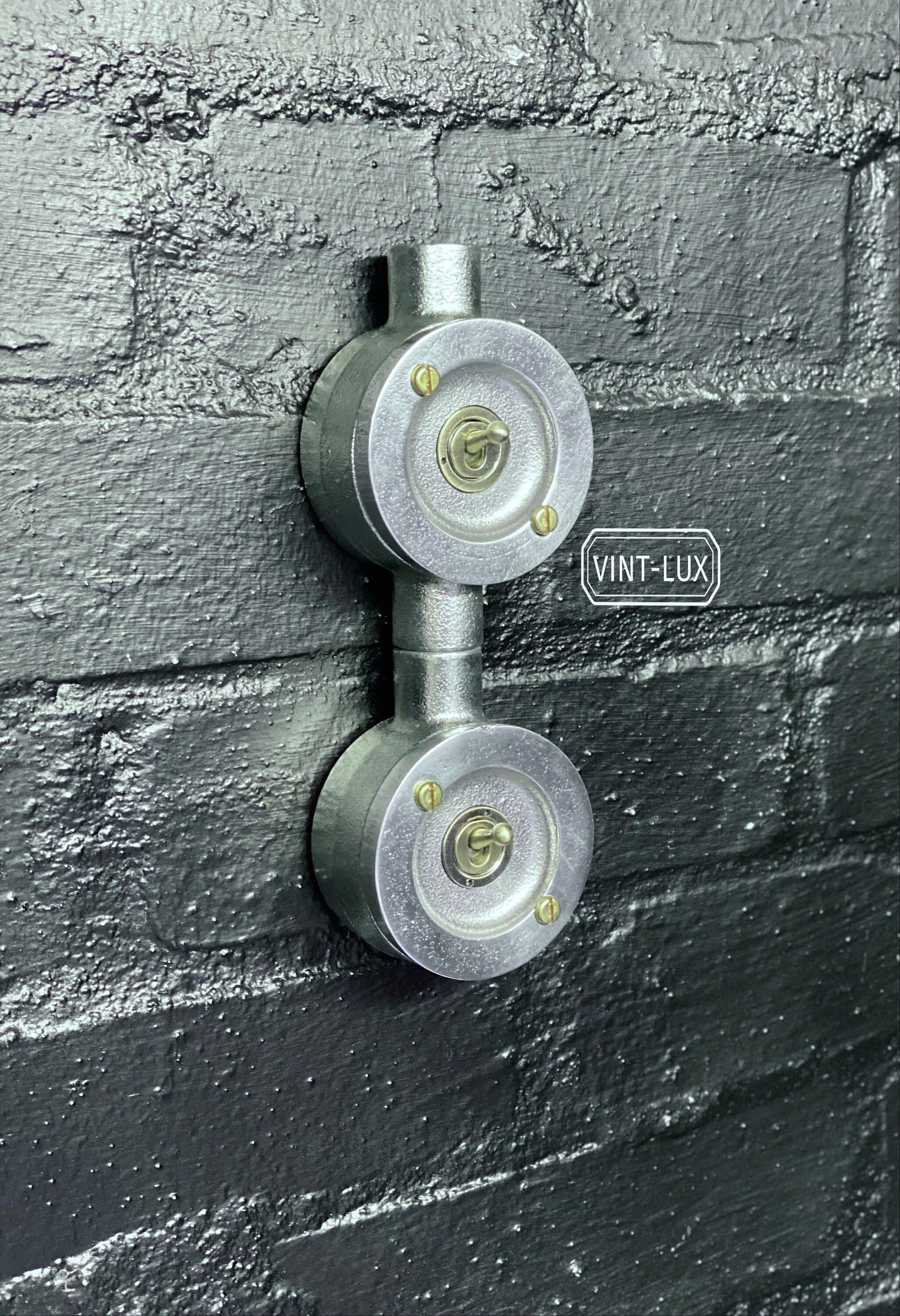 Double Gang 2 Way Industrial Vintage Cast Metal Light Switch