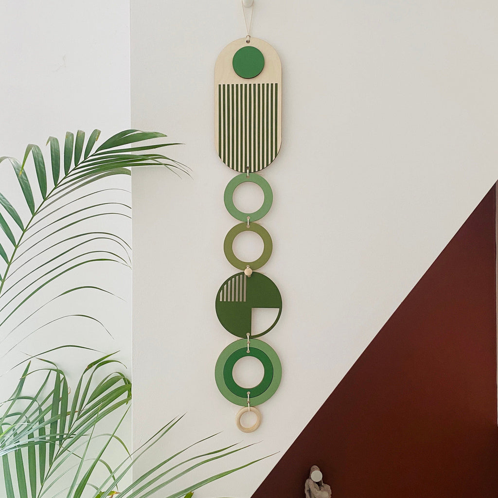 Green Modern Wall Art Wood Hanging Mid Century Decor