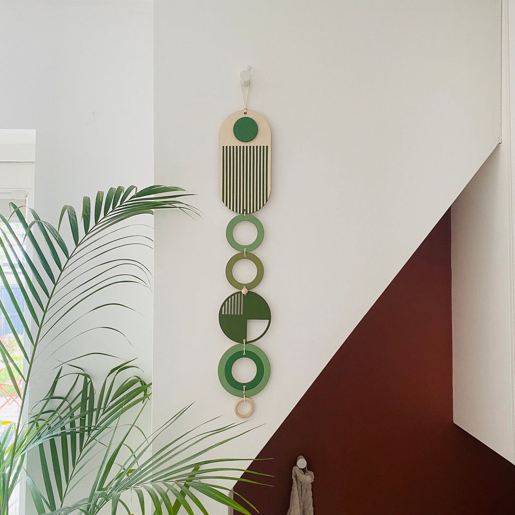 Green Modern Wall Art Wood Hanging Mid Century Decor