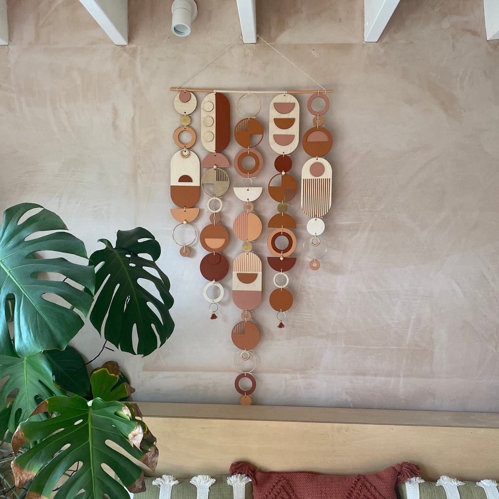 Large Modern Geometric Wall Art in Warm Tones