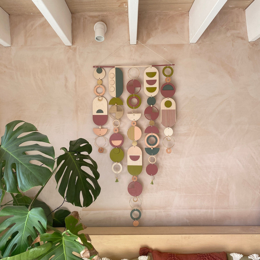 Geometric Wall Art Lime Green Large Bohemian Tapestry Mid Century Modern