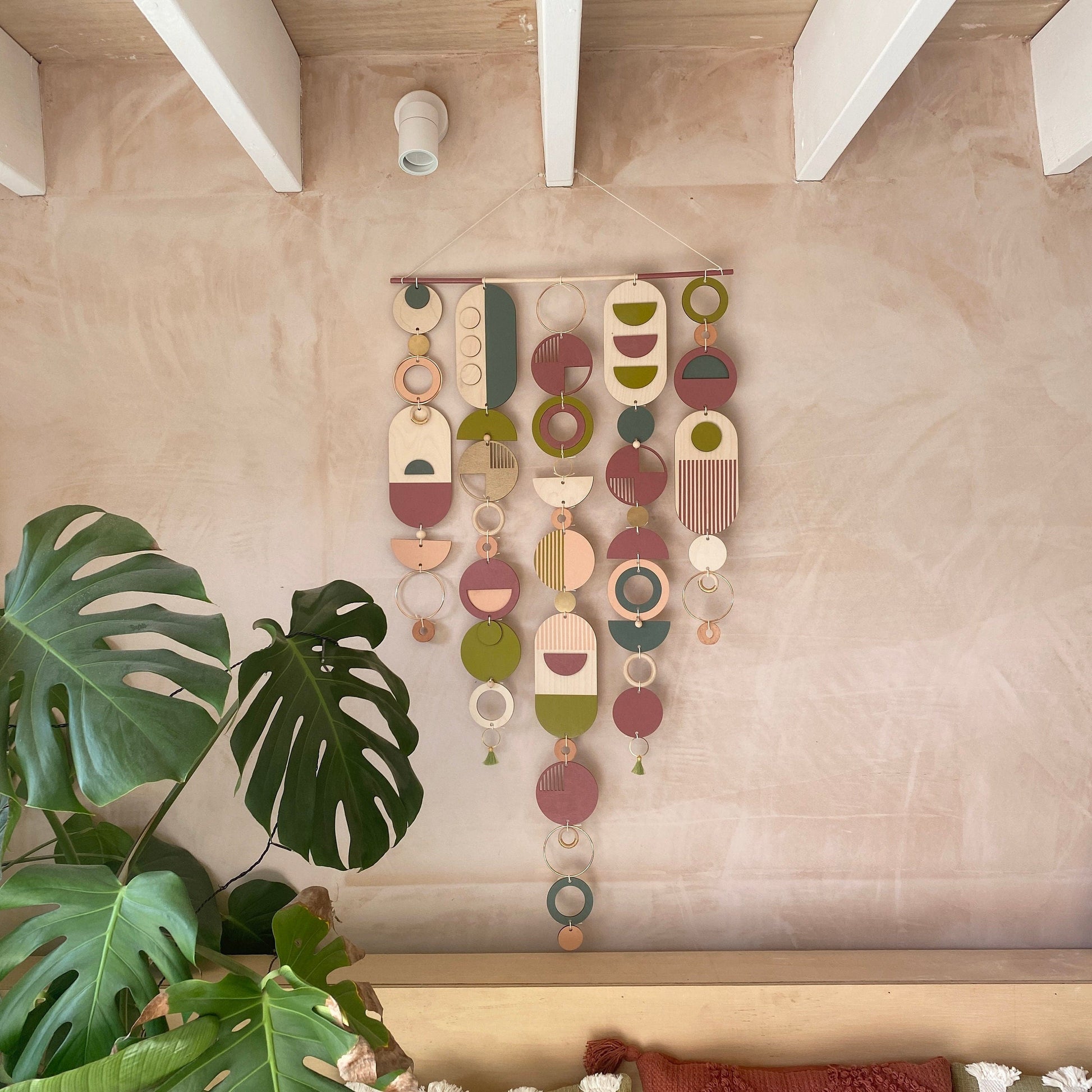 Geometric Wall Art Lime Green Large Bohemian Tapestry Mid Century Modern