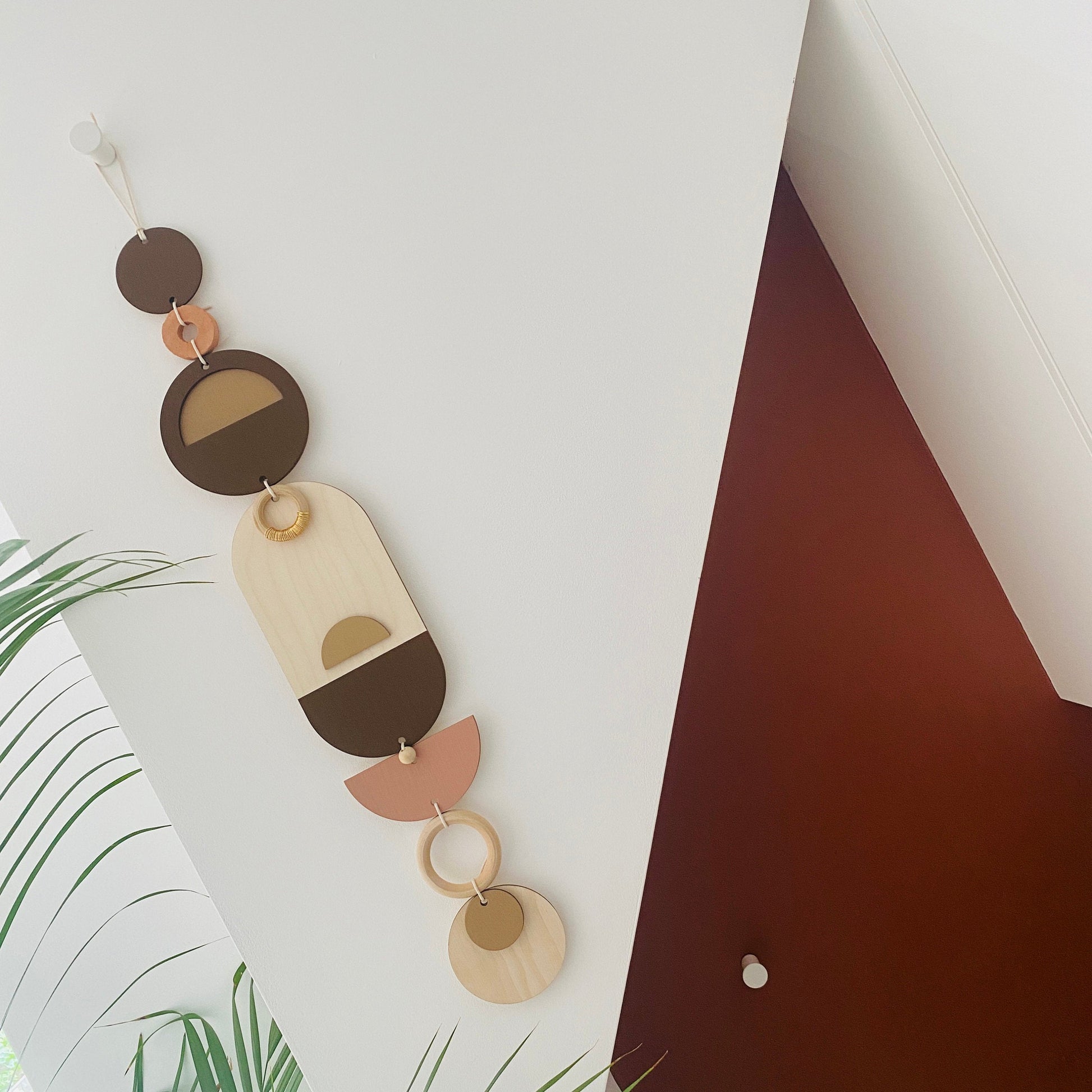Brown Geometric Wall Art Modern Wooden Tapestry