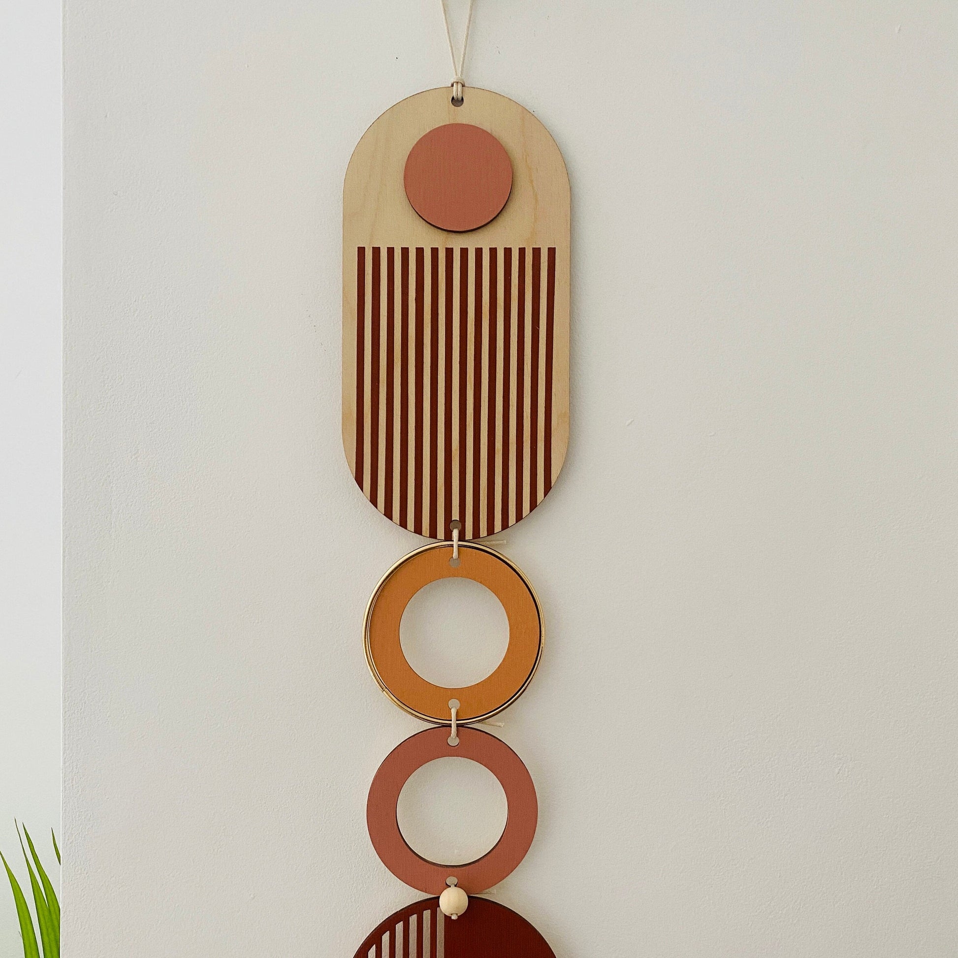 Geometric Wall Art Hanging Burnt Orange and Gold Modern Decor