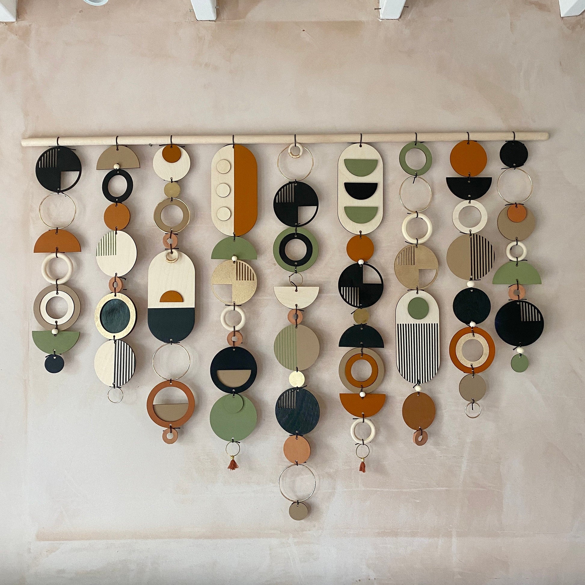 Large Geometric Wall Art in Green, Black and Gold