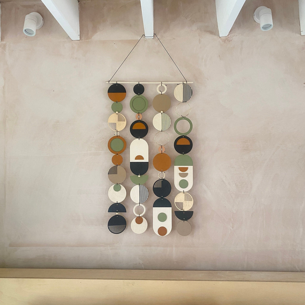 Modern Geometric Wall Art in Burnt Orange and Olive