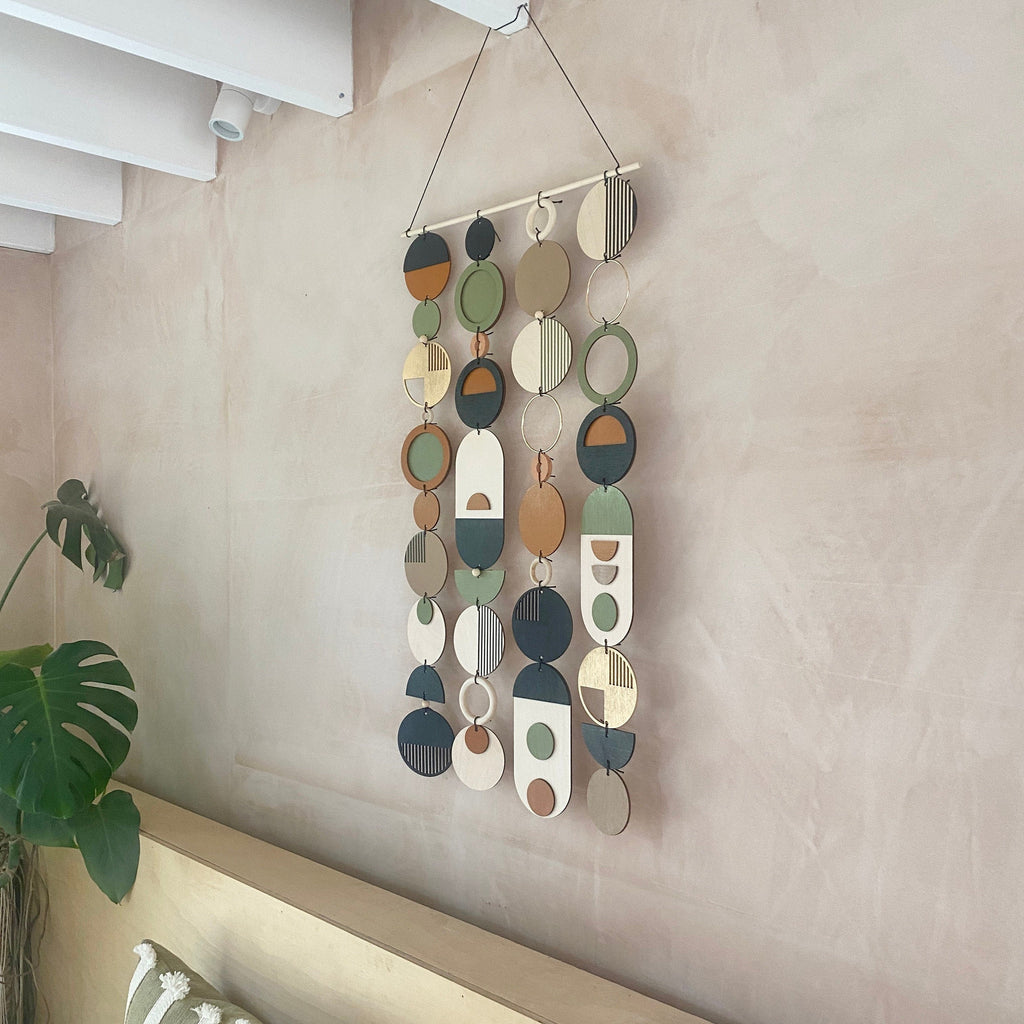 Modern Geometric Wall Art in Burnt Orange and Olive