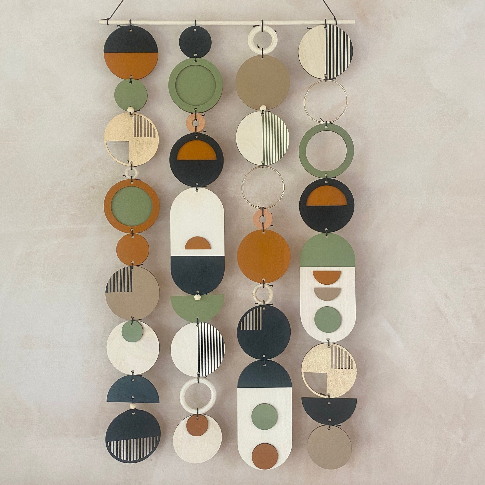 Modern Geometric Wall Art in Burnt Orange and Olive