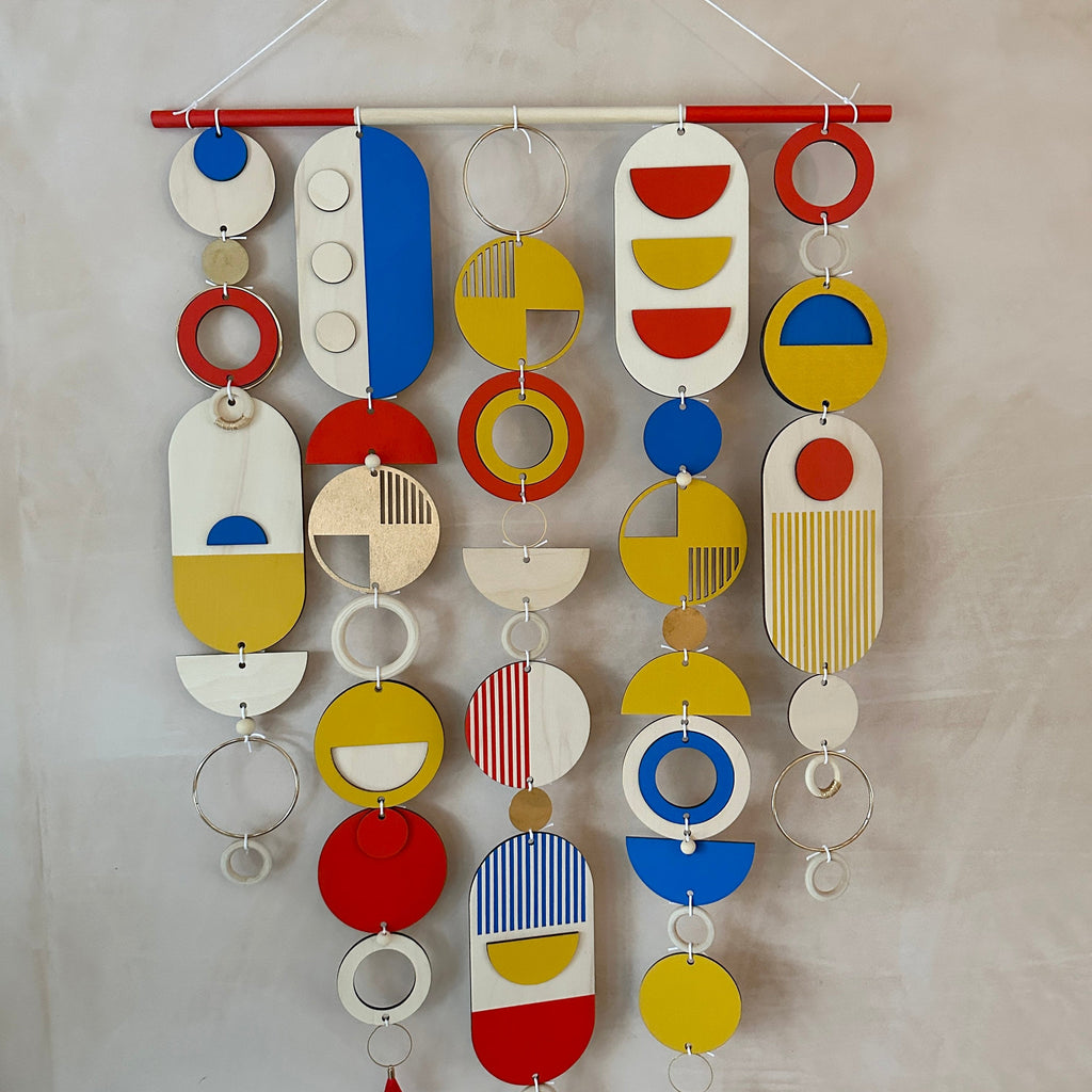 Bright Geometric Wall Art in Primary Colours Large Modern Tapestry