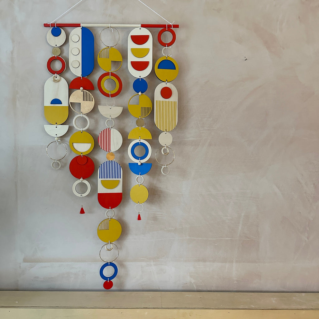 Bright Geometric Wall Art in Primary Colours Large Modern Tapestry