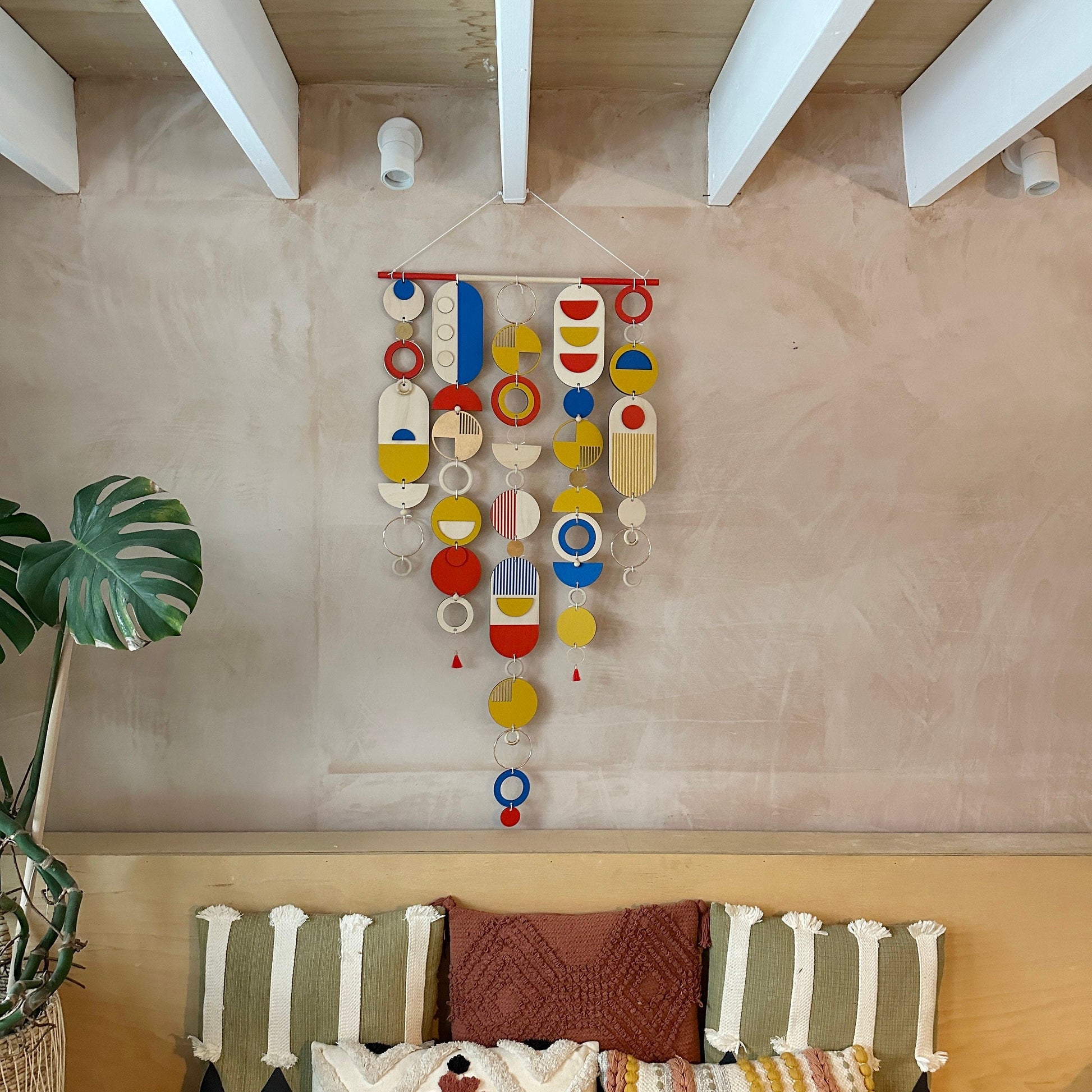 Bright Geometric Wall Art in Primary Colours Large Modern Tapestry