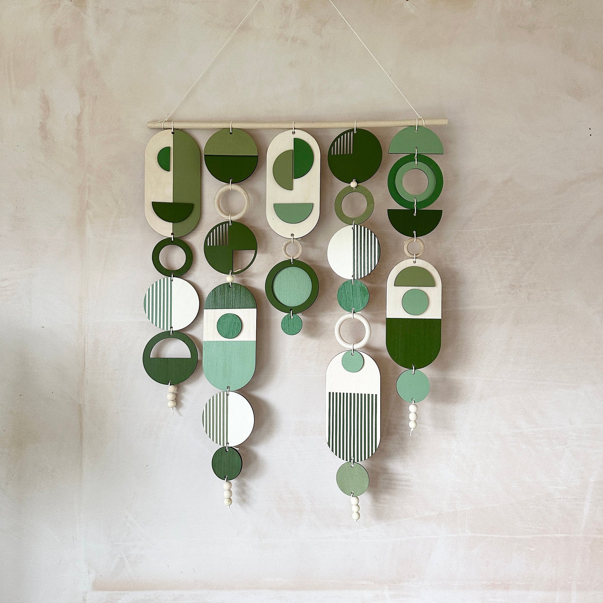 Large Green Geometric Wall Art Handmade Boho Tapestry