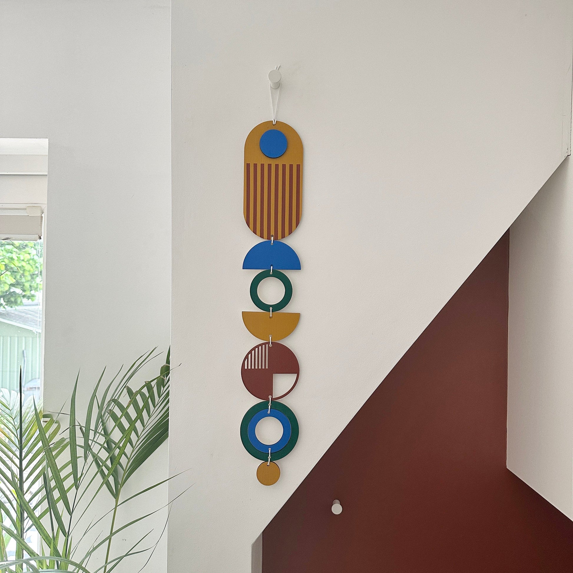 Painted Wall Hanging African Inspired Colourful Art Slim Long Decor