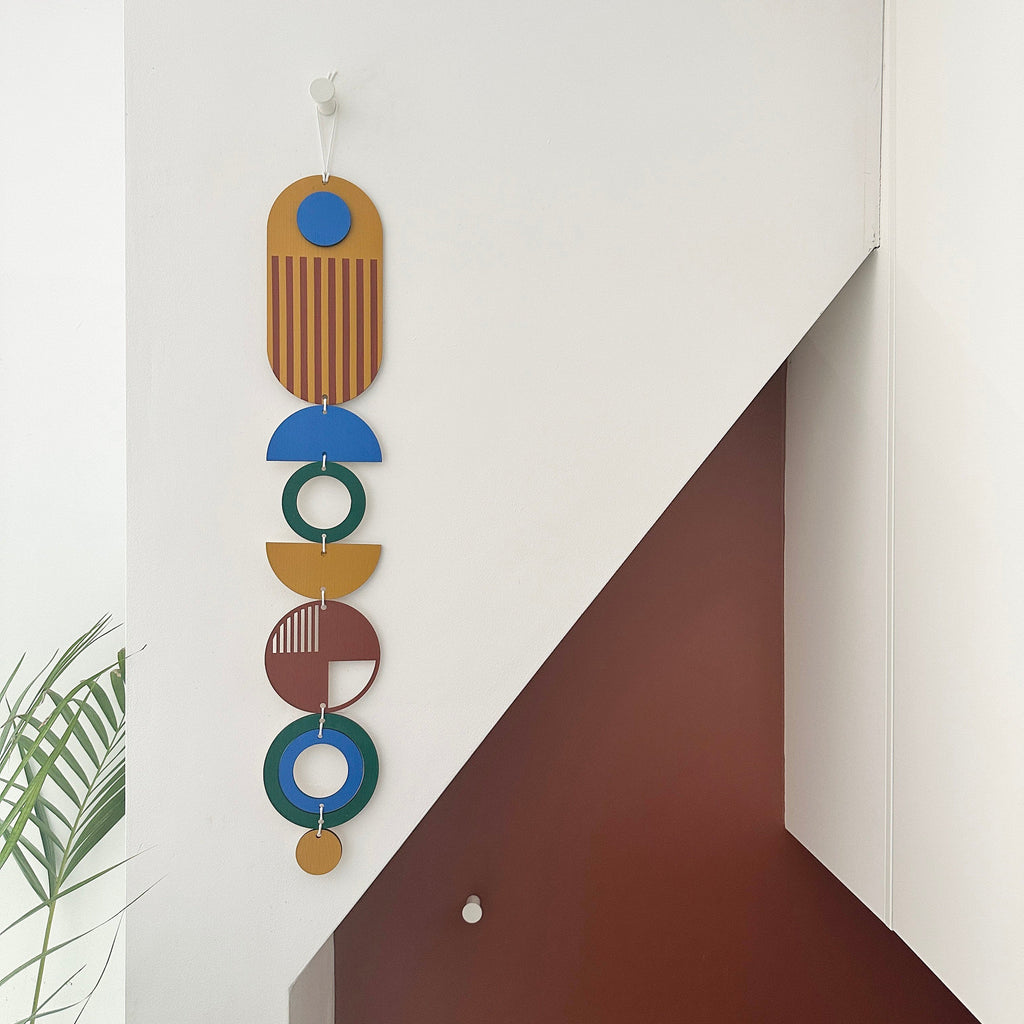 Painted Wall Hanging African Inspired Colourful Art Slim Long Decor