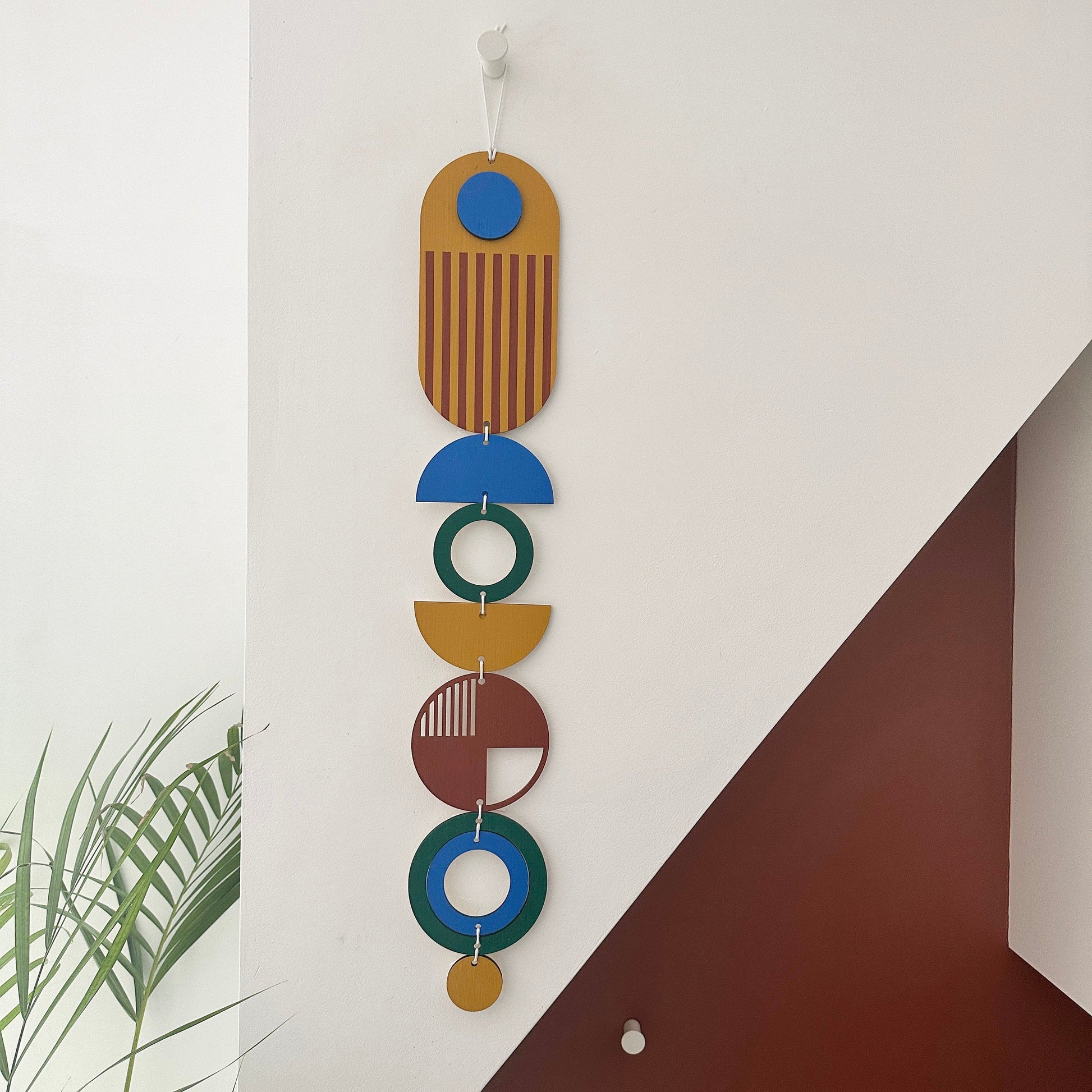 Painted Wall Hanging African Inspired Colourful Art Slim Long Decor