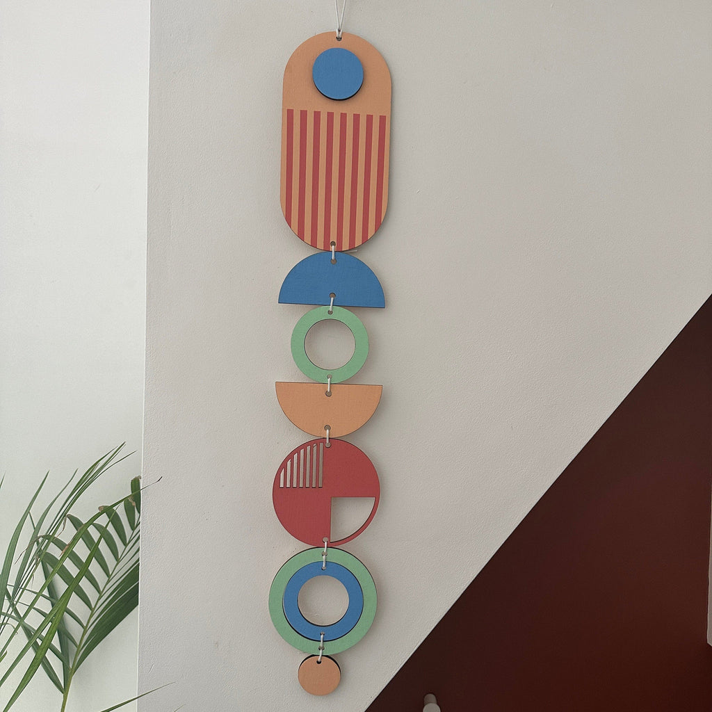Modern Geometric Wall Art in Bright Pink