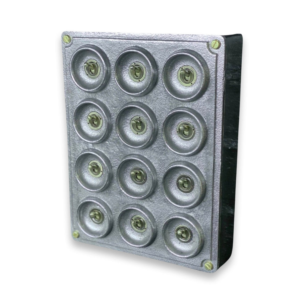 12 Gang 2 Way Vintage Industrial Cast Metal Surface Light Switch