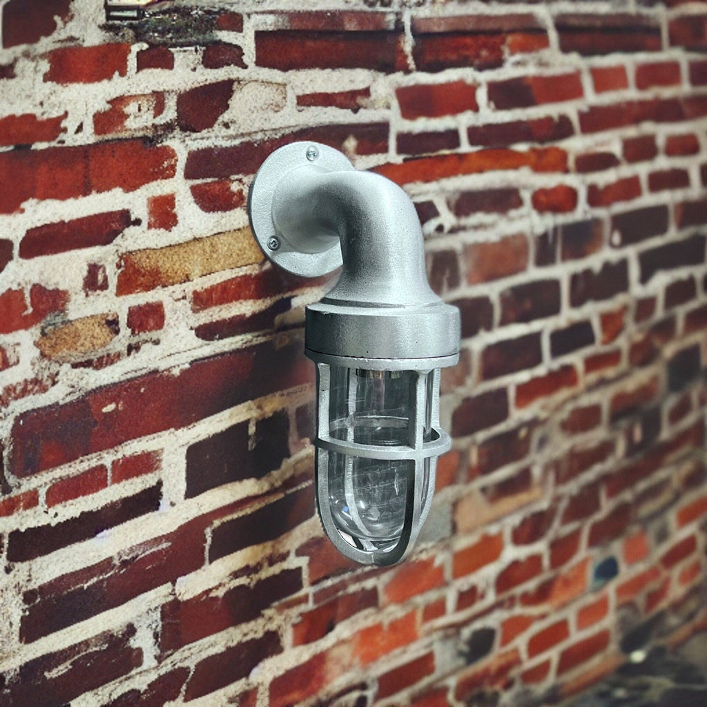 Cast Raw Pewter Bulkhead Outdoor Garden Wall Light 8 Inch