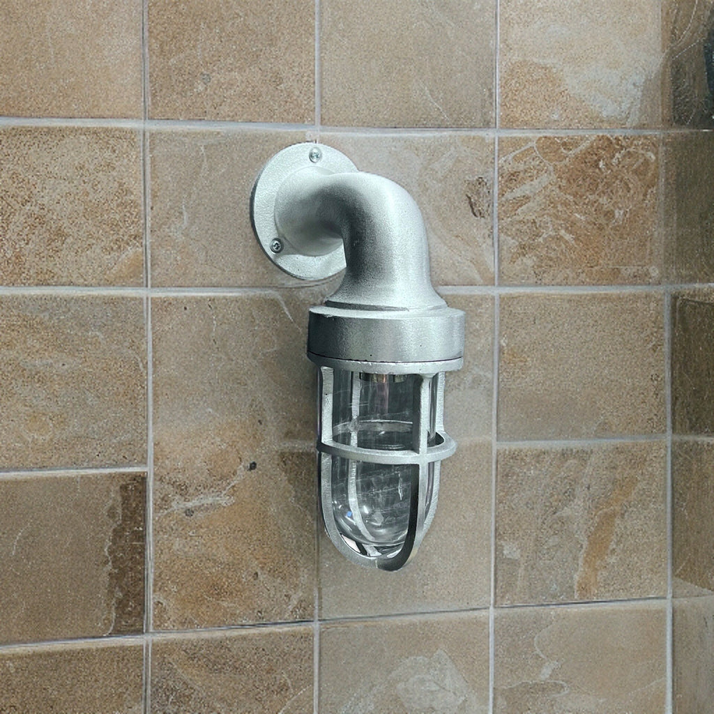 Cast Raw Pewter Bulkhead Outdoor Garden Wall Light 8 Inch