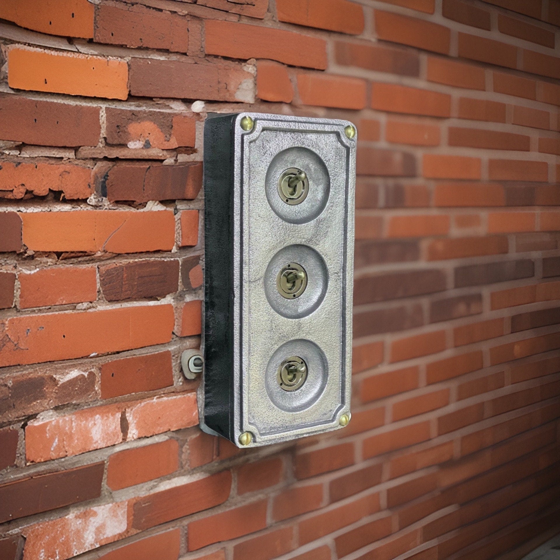 3 Gang 2 Way Cast Metal Surface Mount Light Switch Industrial Vintage