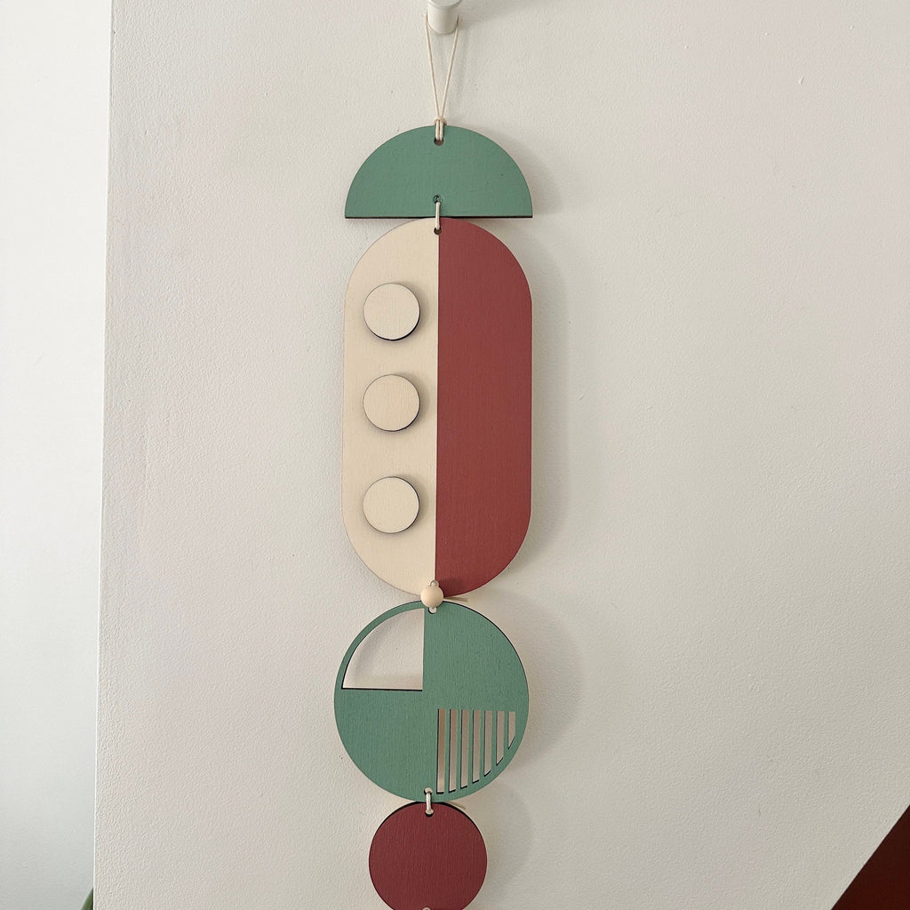 Modern Geometric Wall Art Hanging in Green and Gold