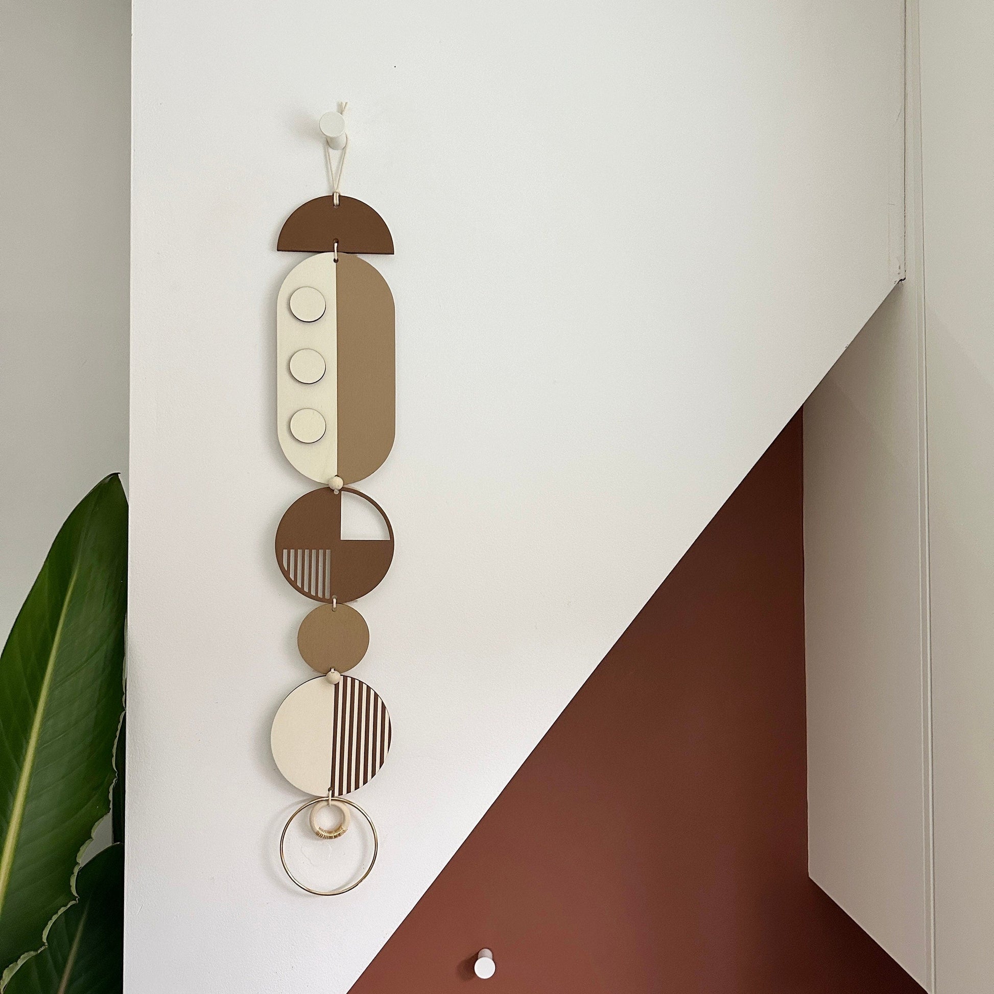 Brown Geometric Wall Hanging Modern Art Mid Century Decor
